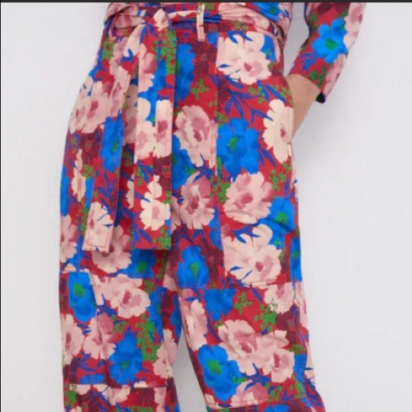 Zara Belted Floral Print Pants - Picture 5 of 12